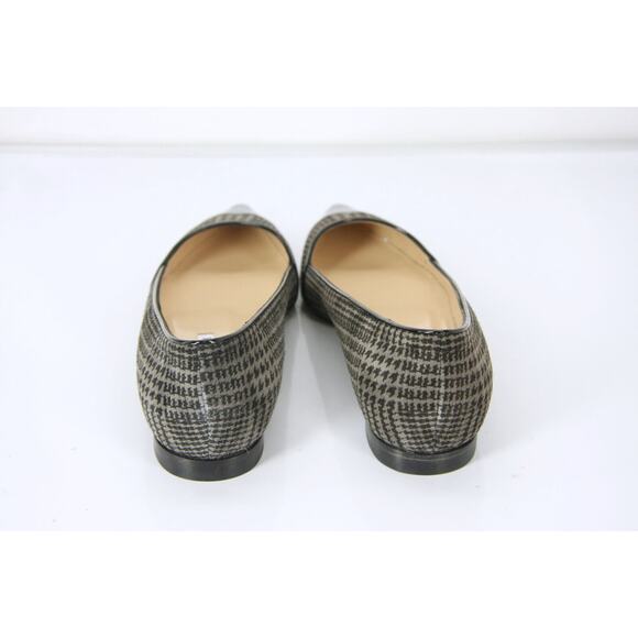 Manolo Blahnik Grey Houndstooth Tweed Ahalaya Cap Toe Ballet Flats - Picture 4 of 12